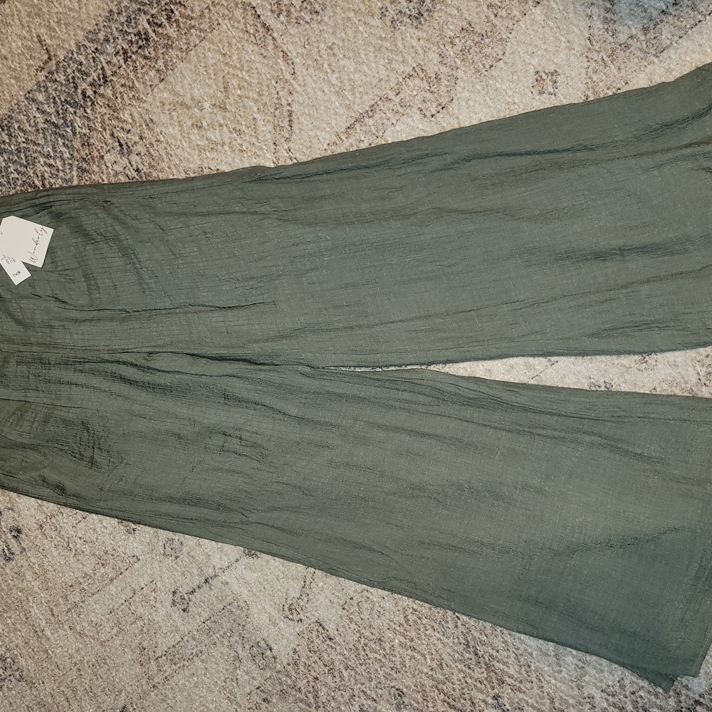 Olive Green Wide-Leg Pants